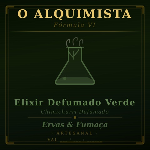 Rótulo Elixir Defumado Verde — Chimichurri Defumado
