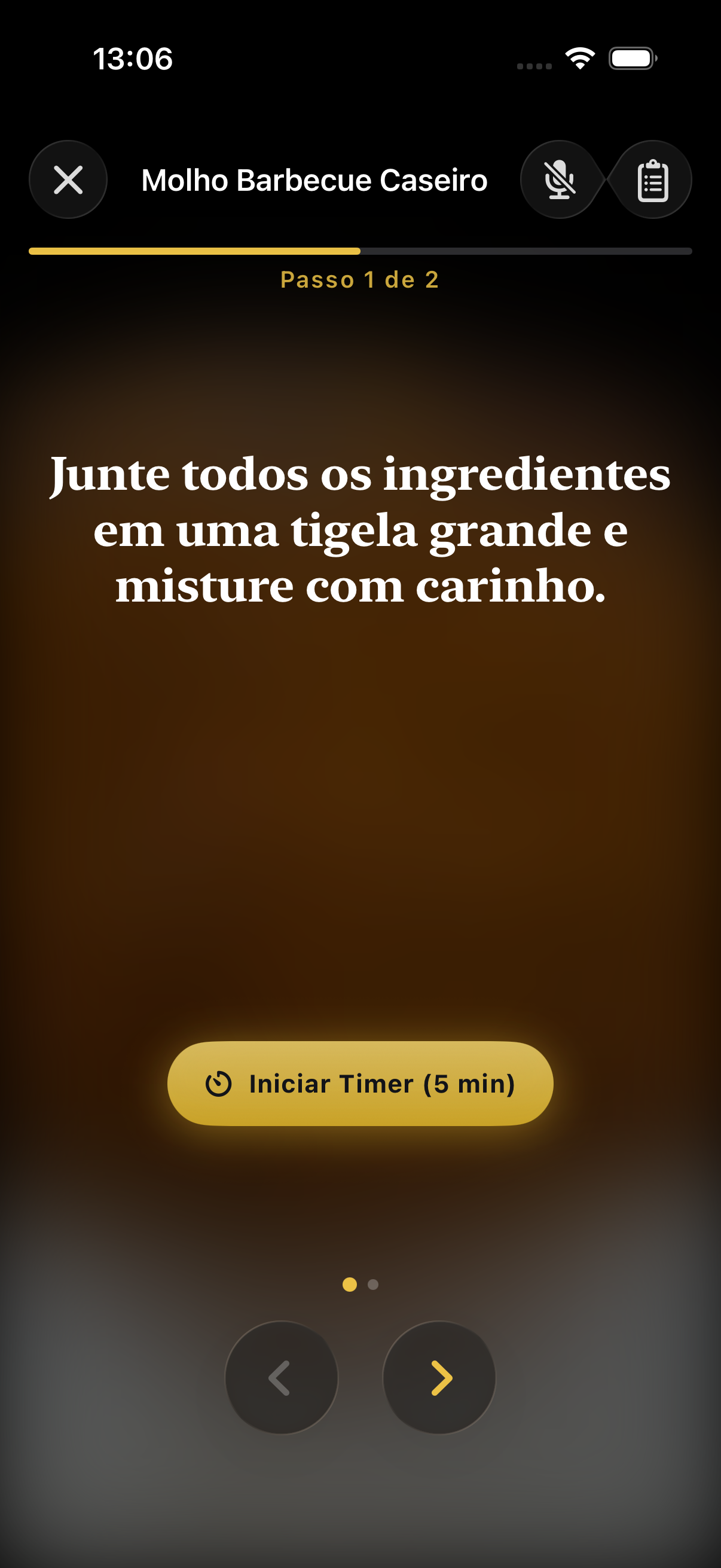 Modo Cozinha no OAlquimista