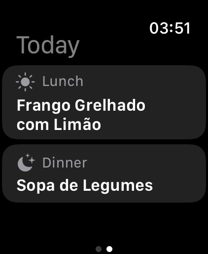 Refeição de hoje no Apple Watch